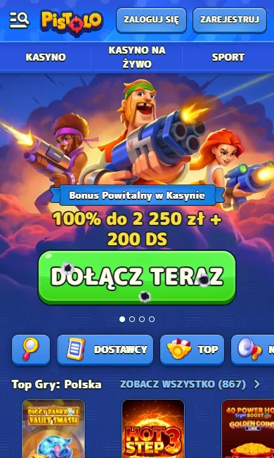 Pistolo Casino w wersji mobilnej Pistolo Casino Poland na telefonie – ekran mobilny z bonusem i grami